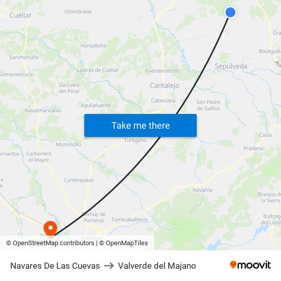 Navares De Las Cuevas to Valverde del Majano map