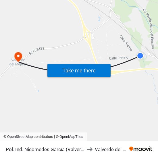 Pol. Ind. Nicomedes García (Valverde Del Majano) to Valverde del Majano map