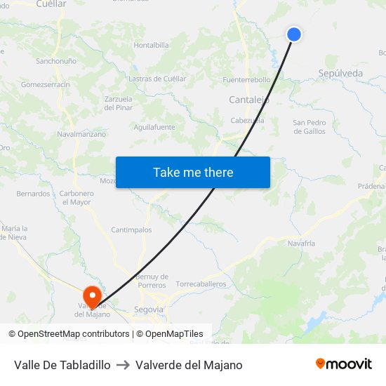 Valle De Tabladillo to Valverde del Majano map