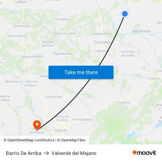 Barrio De Arriba to Valverde del Majano map