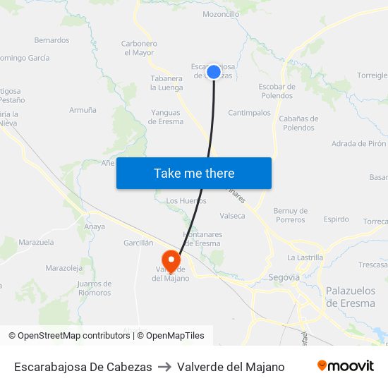 Escarabajosa De Cabezas to Valverde del Majano map