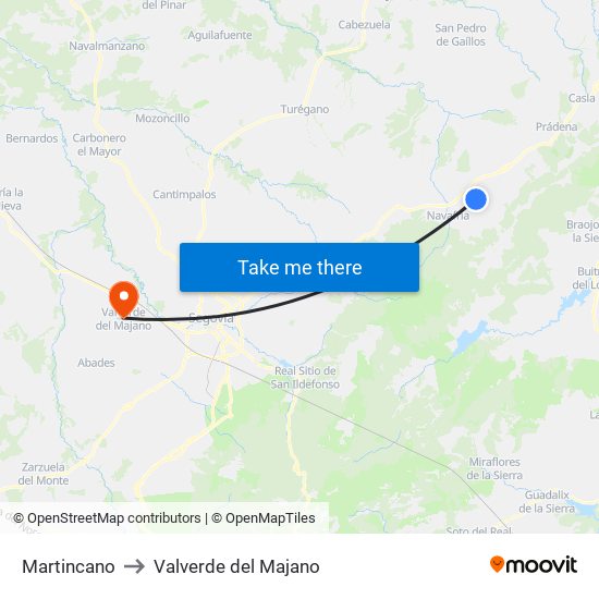 Martincano to Valverde del Majano map