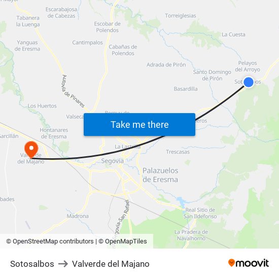 Sotosalbos to Valverde del Majano map
