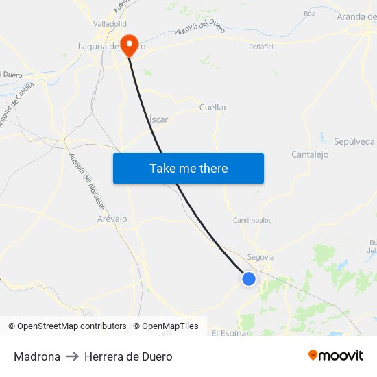 Madrona to Herrera de Duero map