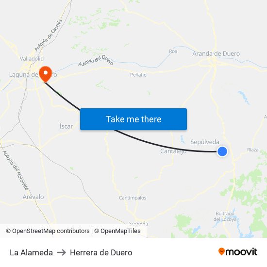 La Alameda to Herrera de Duero map