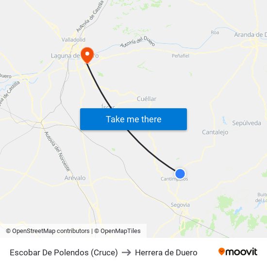 Escobar De Polendos (Cruce) to Herrera de Duero map