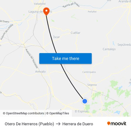 Otero De Herreros (Pueblo) to Herrera de Duero map