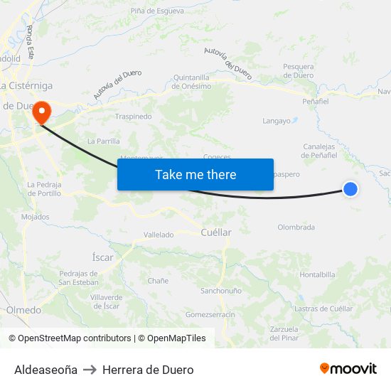 Aldeaseoña to Herrera de Duero map