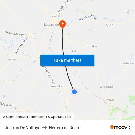 Juarros De Voltoya to Herrera de Duero map