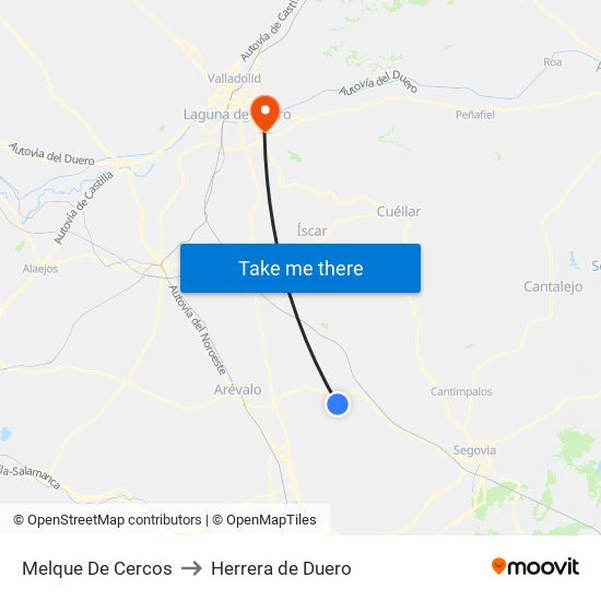 Melque De Cercos to Herrera de Duero map