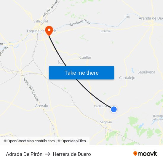 Adrada De Pirón to Herrera de Duero map