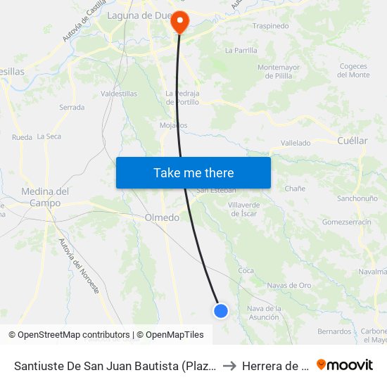 Santiuste De San Juan Bautista (Plaza Del Carmen) to Herrera de Duero map