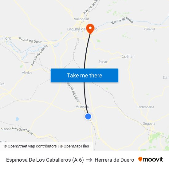 Espinosa De Los Caballeros (A-6) to Herrera de Duero map
