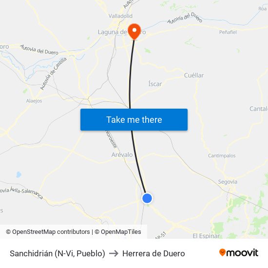 Sanchidrián (N-Vi, Pueblo) to Herrera de Duero map