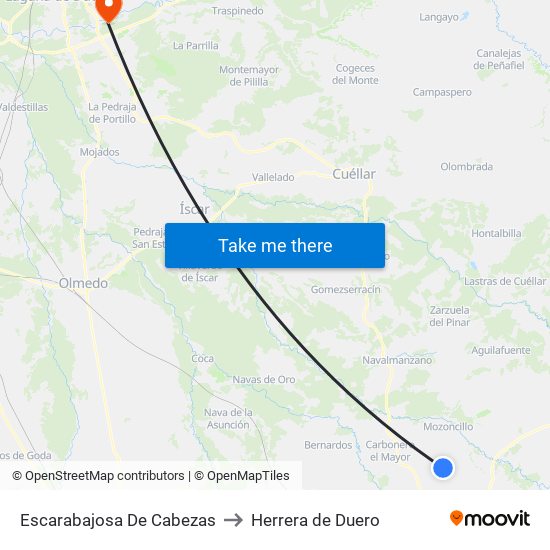 Escarabajosa De Cabezas to Herrera de Duero map