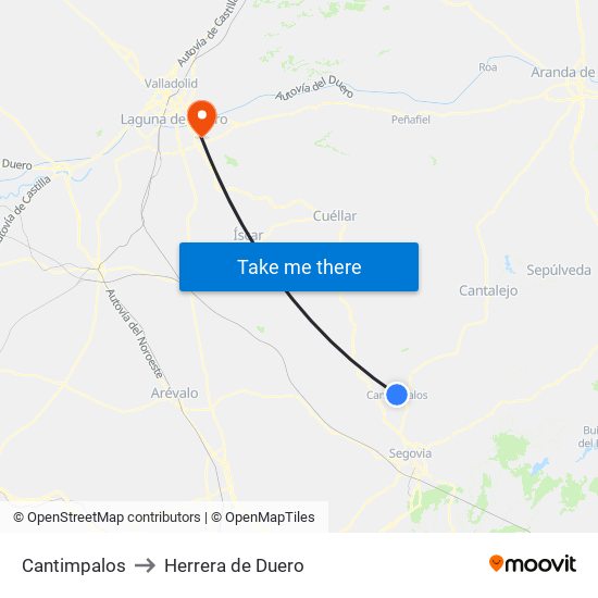 Cantimpalos to Herrera de Duero map