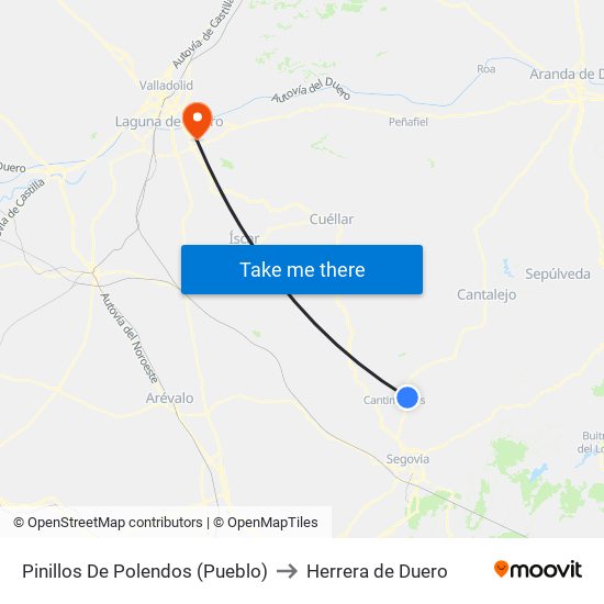 Pinillos De Polendos (Pueblo) to Herrera de Duero map