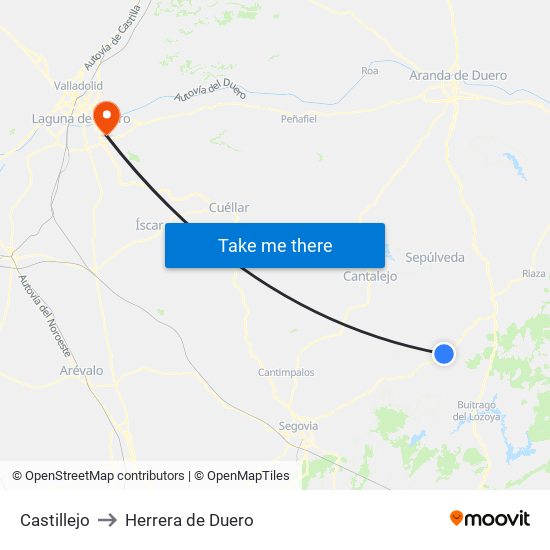 Castillejo to Herrera de Duero map