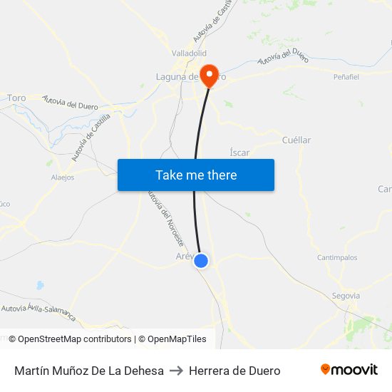 Martín Muñoz De La Dehesa to Herrera de Duero map