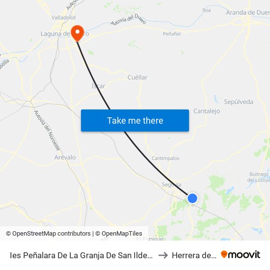 Ies Peñalara De La Granja De San Ildefonso (Descenso) to Herrera de Duero map