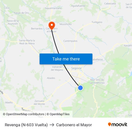 Revenga (N-603 Vuelta) to Carbonero el Mayor map