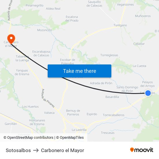 Sotosalbos to Carbonero el Mayor map