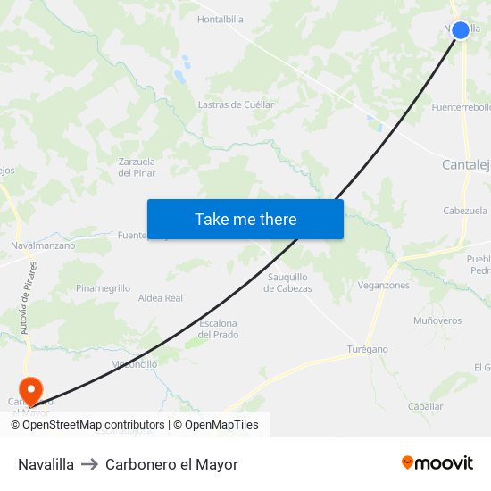 Navalilla to Carbonero el Mayor map
