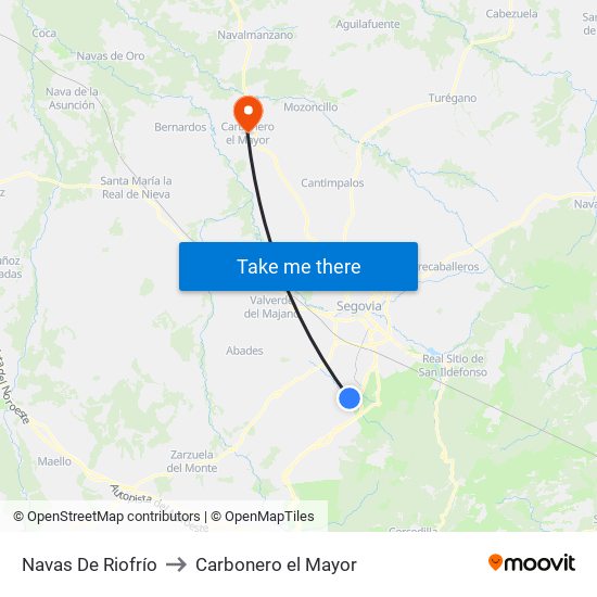 Navas De Riofrío to Carbonero el Mayor map