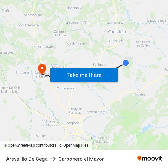 Arevalillo De Cega to Carbonero el Mayor map