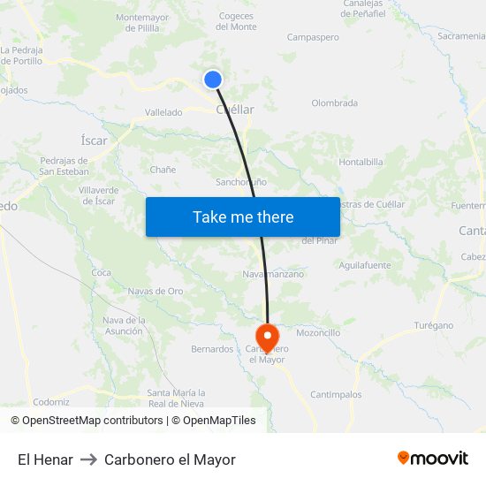 El Henar to Carbonero el Mayor map
