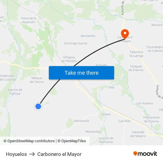 Hoyuelos to Carbonero el Mayor map