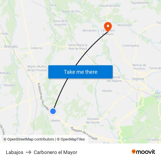 Labajos to Carbonero el Mayor map
