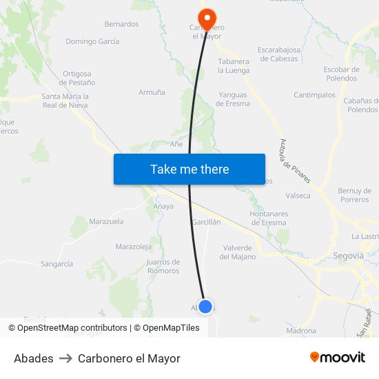 Abades to Carbonero el Mayor map