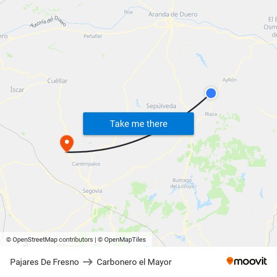 Pajares De Fresno to Carbonero el Mayor map