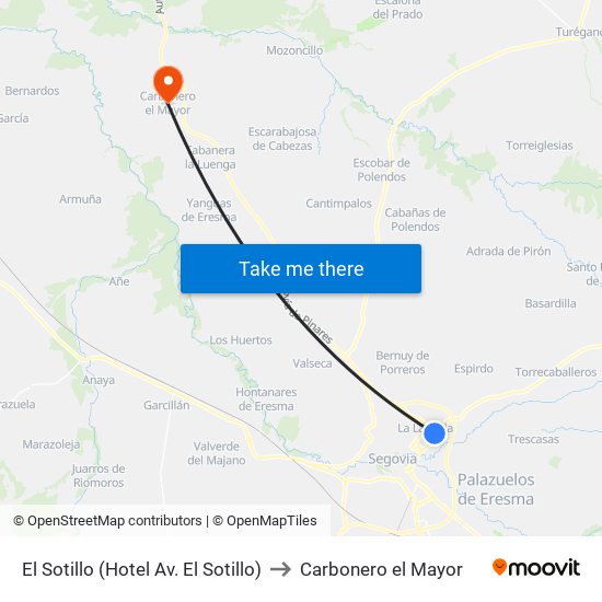 El Sotillo (Hotel Av. El Sotillo) to Carbonero el Mayor map