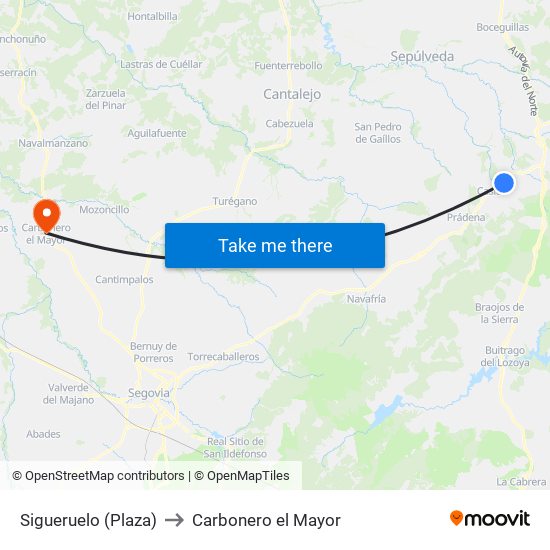 Sigueruelo (Plaza) to Carbonero el Mayor map