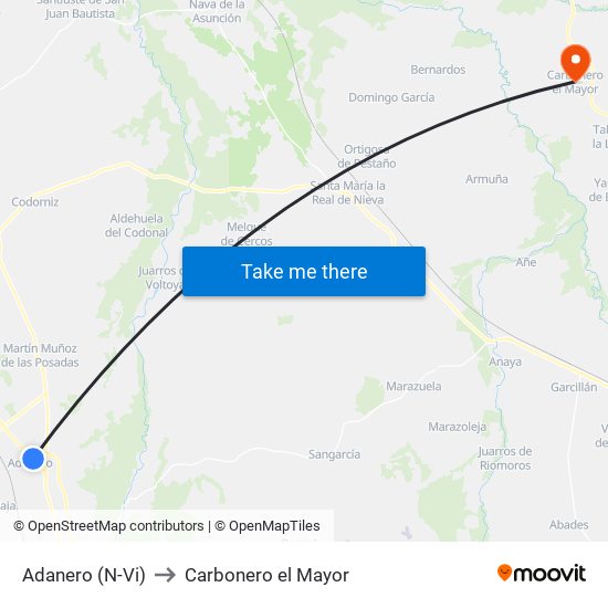 Adanero (N-Vi) to Carbonero el Mayor map