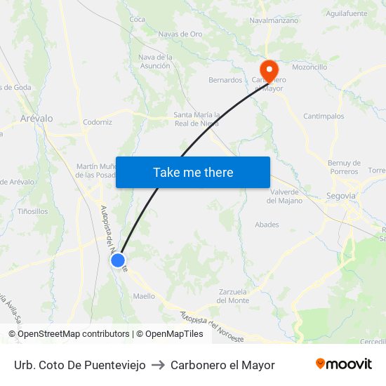 Urb. Coto De Puenteviejo to Carbonero el Mayor map