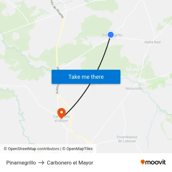 Pinarnegrillo to Carbonero el Mayor map