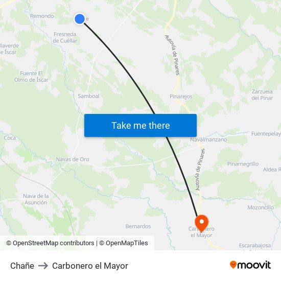 Chañe to Carbonero el Mayor map