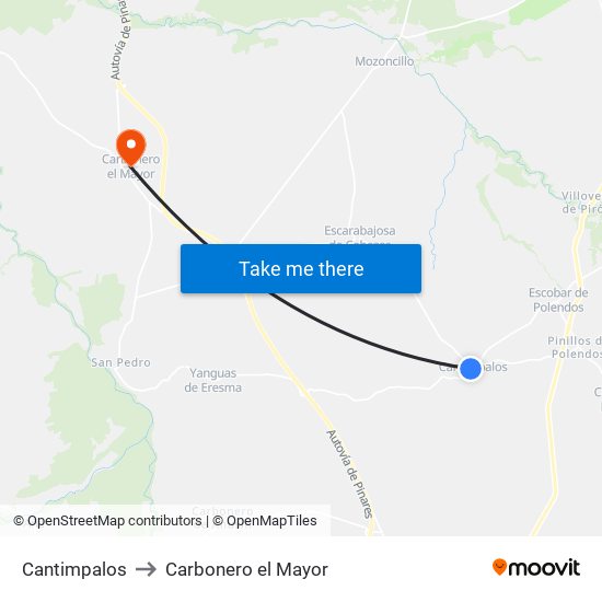 Cantimpalos to Carbonero el Mayor map