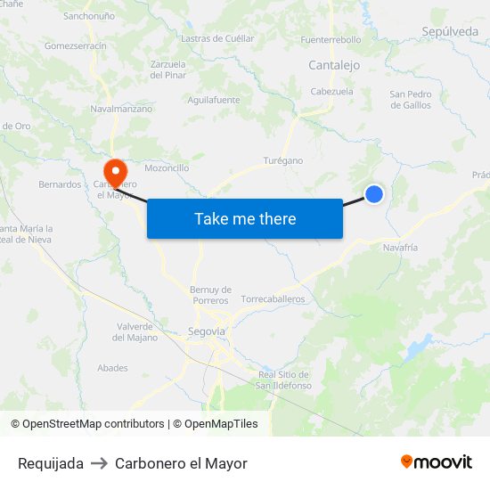 Requijada to Carbonero el Mayor map