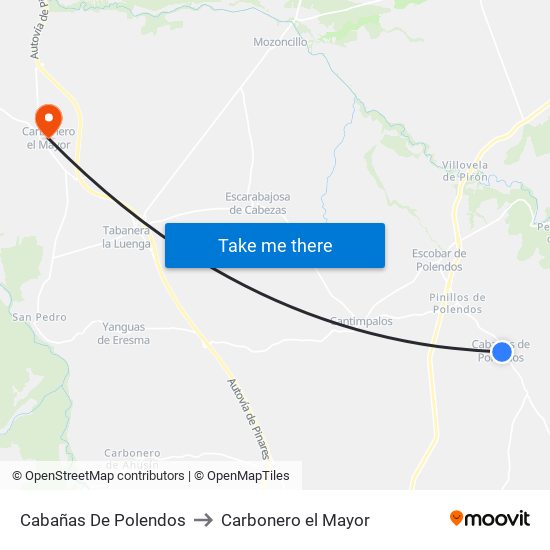 Cabañas De Polendos to Carbonero el Mayor map