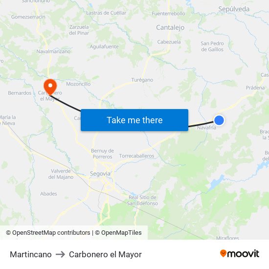 Martincano to Carbonero el Mayor map