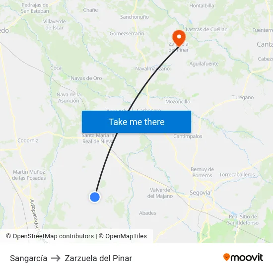 Sangarcía to Zarzuela del Pinar map