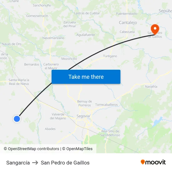 Sangarcía to San Pedro de Gaíllos map