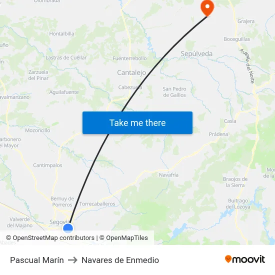 Pascual Marín to Navares de Enmedio map