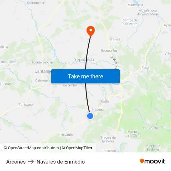 Arcones to Navares de Enmedio map