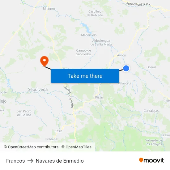 Francos to Navares de Enmedio map