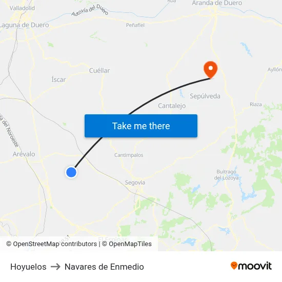 Hoyuelos to Navares de Enmedio map